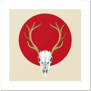 Red deer's Skull Posters and Art